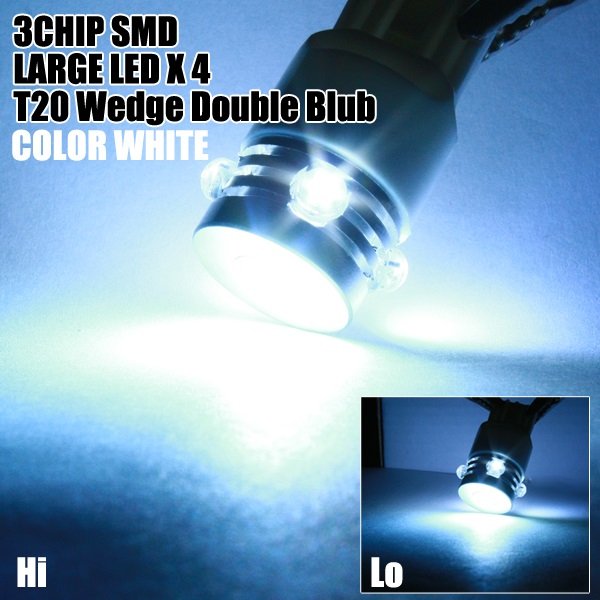 画像3: 3CHIP SMD LED+LARGE LED X 4　T20ウェッジシングル球　白　2個セット (3)